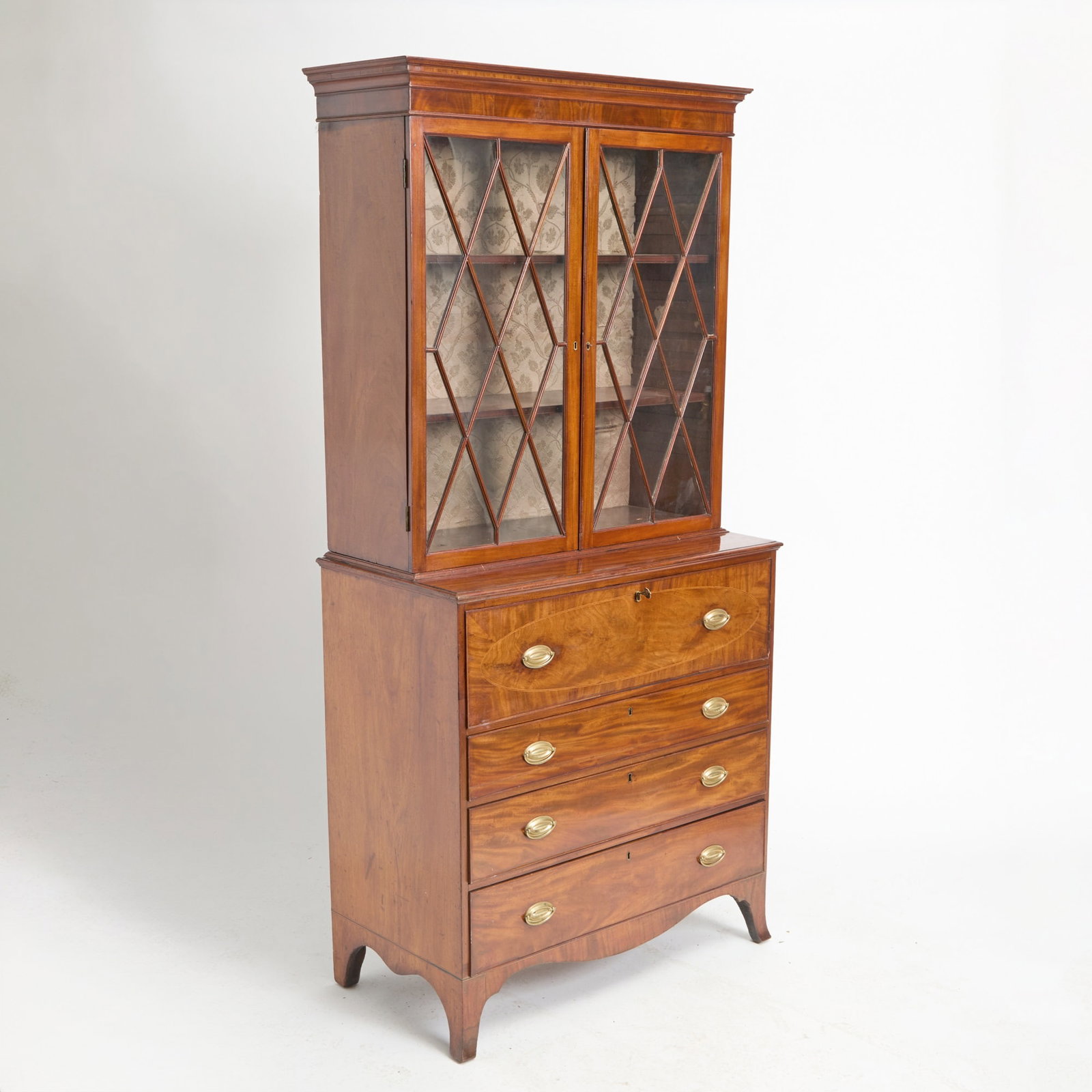 George III Mahogany Secretary Bookcase: Height 7 feet 1/2 inch, width 40 inches, depth 21 1/4 inches.