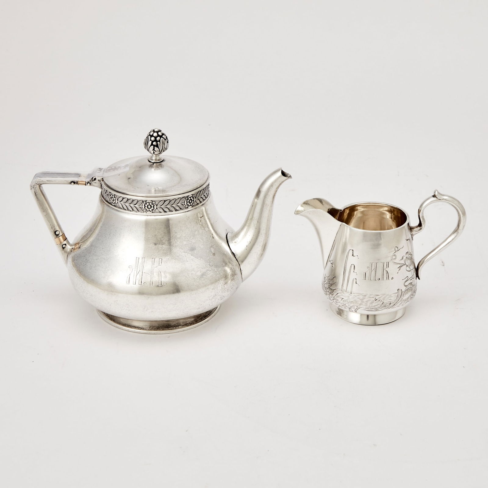 Russian Silver Teapot and Cream Jug (1 of 4)