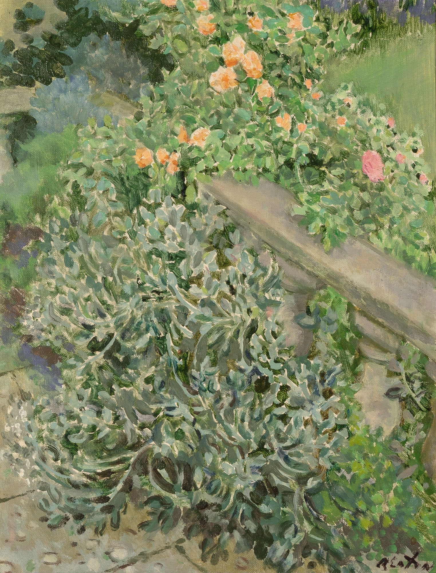 Cecil Walter Hardy Beaton: British, 1904-1980 The Terrace, Reddish House Signed Beaton (lr); signed and inscribed as titled on the reverse Oil on canvas 18 x 14 inches (45.7 x 35.5 cm) Provenance: The Hon. David Herbert Michael