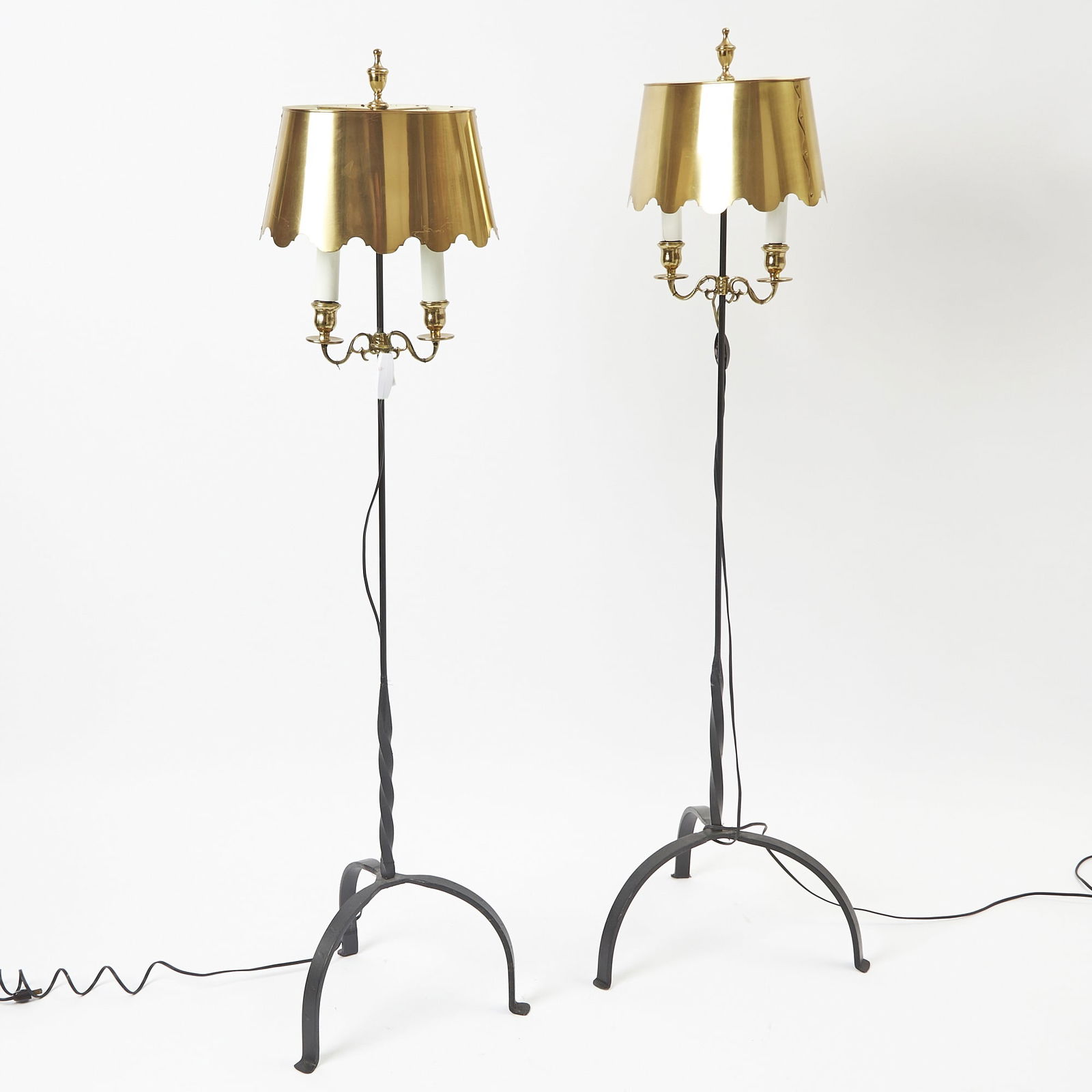 Pair of Fortuny Wrought-Iron and Brass Floor Lamps (1 of 4)