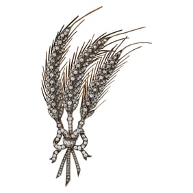 Georgian Silver, Gold and Diamond Wheat Sheaf Brooch