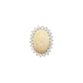 Platinum, Opal and Diamond Pendant-Brooch