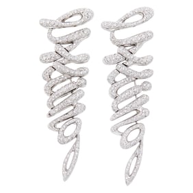 Pair of White Gold and Diamond 'Earrings' Earclips