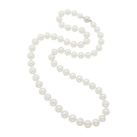 Long South Sea Baroque Cultured Pearl Necklace with White Gold Ball Clasp