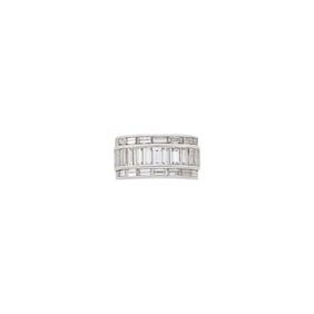 Wide Platinum and Diamond Band Ring