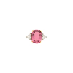 Two-Color Gold, Pink Spinel and Diamond Ring