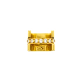 Modernist Gold and Diamond Ring