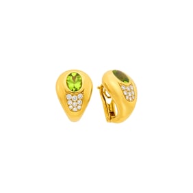 Mauboussin Paris Pair of Gold, Peridot and Diamond Earclips