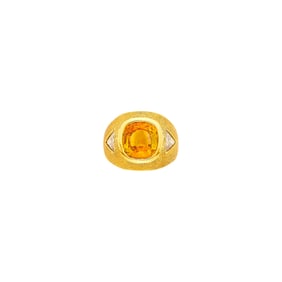 Gold, Orange Sapphire and Diamond Ring