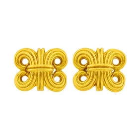 Lagos Pair of High Karat Gold Earclips