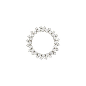 Platinum and Diamond Circle Brooch, Attributed to Oscar Heyman & Brothers