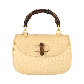Vintage Gucci Ostrich Leather and Bamboo '1947' Bag