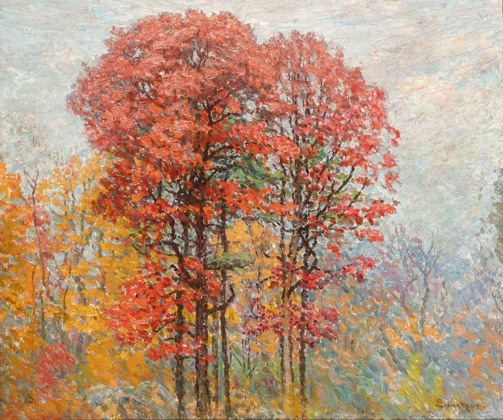 John Joseph Enneking: American, 1841-1916Autumn TreesSigned Enneking (lr)Oil on canvas20 x 24 1/4 inchesProvenance:The artistJulia Michael Johnston, gift from the aboveMildred Todd Burns, by descent f