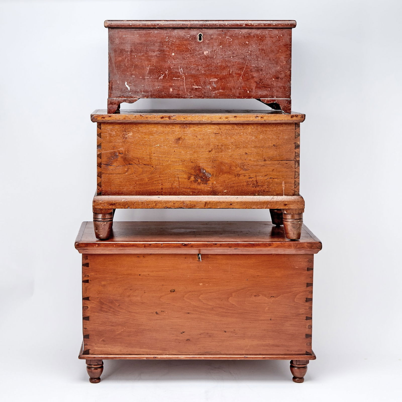 Three Diminutive Dovetailed Blanket Chests Probably Pennsylvania, early to mid 19th century (1 of 5)