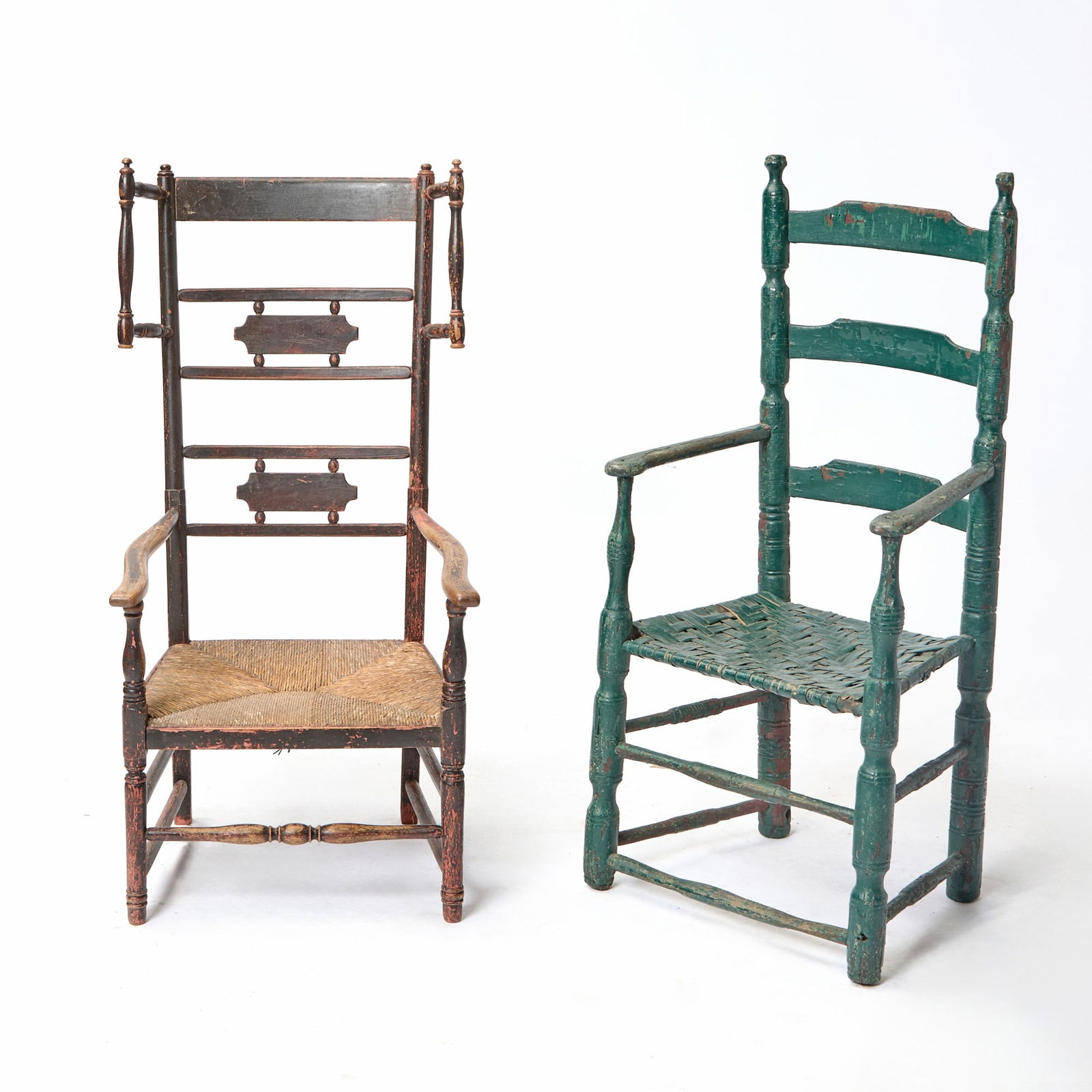 Two Turned Wood Armchairs 18th and 19th Century (1 of 3)