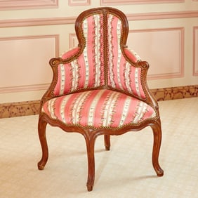 Louis XV Walnut Upholstered Corner Chair 18th Century