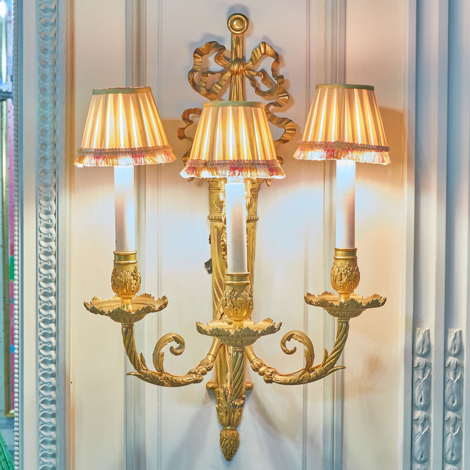 Pair of Louis XVI Style Gilt Bronze Three-Light Sconces (1 of 3)