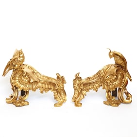 Pair of Louis XV Gilt Bronze Chenets 18th Century