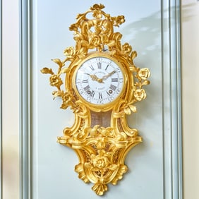 Louis XV Gilt Bronze Cartel Clock