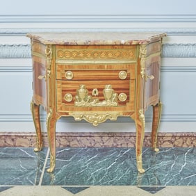 Louis XV / XVI Gilt Bronze Mounted Tulipwood and Kingwood Commode