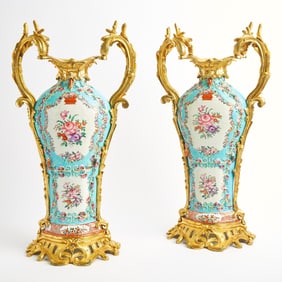 Pair of Samson Porcelain Gilt Bronze Mounted Chinese Style Vases