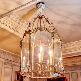 Louis XV Style Gilt Bronze Hexagonal Four-Light Hanging Lantern