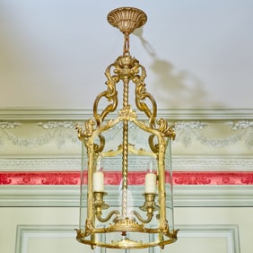 Louis XV Style Gilt Bronze Two-Light Hanging Lantern