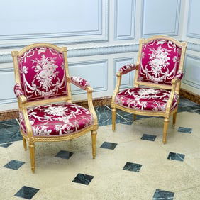 Pair of Louis XVI Giltwood Fauteuils Ã&nbsp; la Reine Pierre Othon, Paris, last quarter 18th