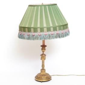 Louis XVI Style Gilt Bronze Candlestick Lamp