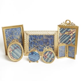 Group of Five Louis XVI Style Gilt Metal Picture Frames 20th Century