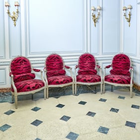 Set of Four Louis XVI Style Painted Wood Fauteuils