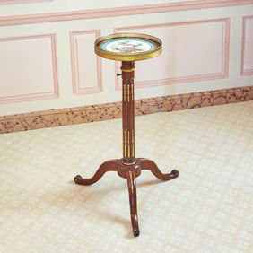 Louis XVI Style Porcelain Inset Mahogany Adjustable Stand