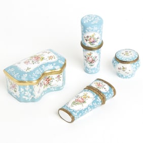 Four Continental Enamel Dresser Objects 18th/19th Century