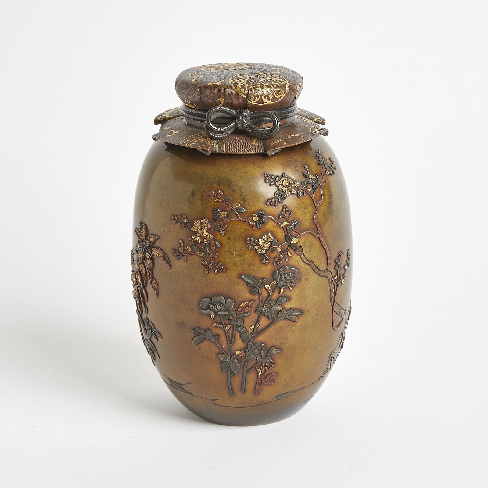 Japanese Mixed Metal Vase and Cover (1 of 6)