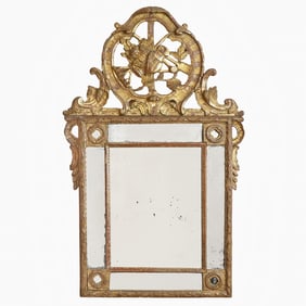 Louis XV Provincial Border Glass Mirror 18th Century