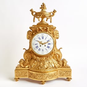 Louis XVI Gilt Bronze Clock Attributed to Gouthiere, late 18th century