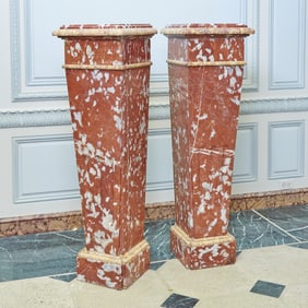 Pair of Marble Part Fluted Pedestals