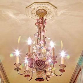 Louis XV Style Porcelain Mounted Basket Form Chandelier