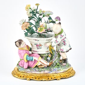 Large Samson Porcelain Chinoiserie Figure Centerpiece Circa 1870