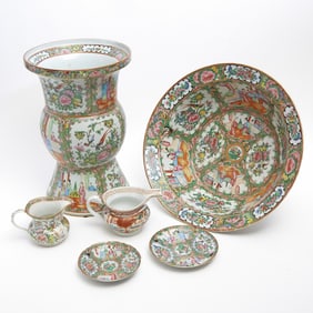 Six Chinese Rose Medallion Porcelain Articles Late Qing Dynasty