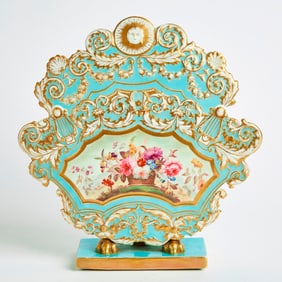 English Porcelain Pale-Blue Ground Letter Holder Circa 1830