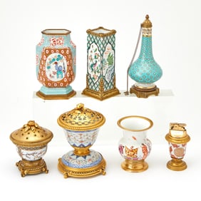 Group of Gilt Metal Mounted Porcelain Articles 19th/20th Century