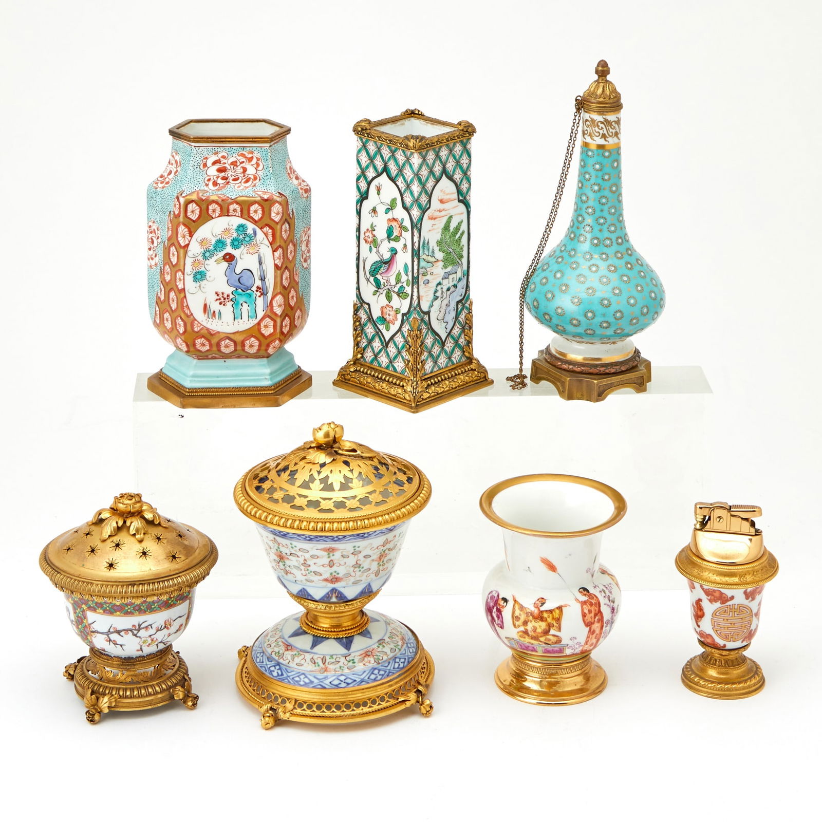 Group of Gilt Metal Mounted Porcelain Articles (1 of 3)