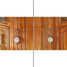 Louis XVI Style Gilt Bronze Wall Clock and Calendar Set (1 of 6)