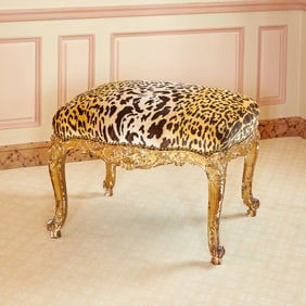 Regence Style Upholstered Giltwood Bench