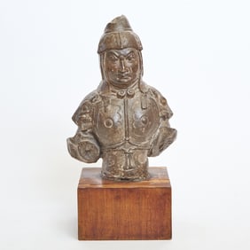Chinese Glazed Pottery Head and Torso of a Guardian Possibly Ming Dynasty