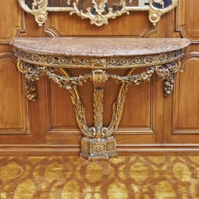 Louis XVI Marble Top Giltwood Wall Mounted Console 1780s