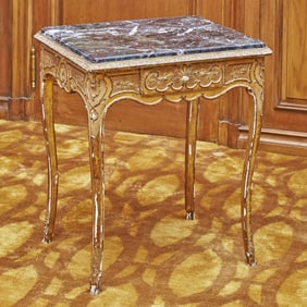 Regence Style Giltwood Marble Inset Side Table 19th Century