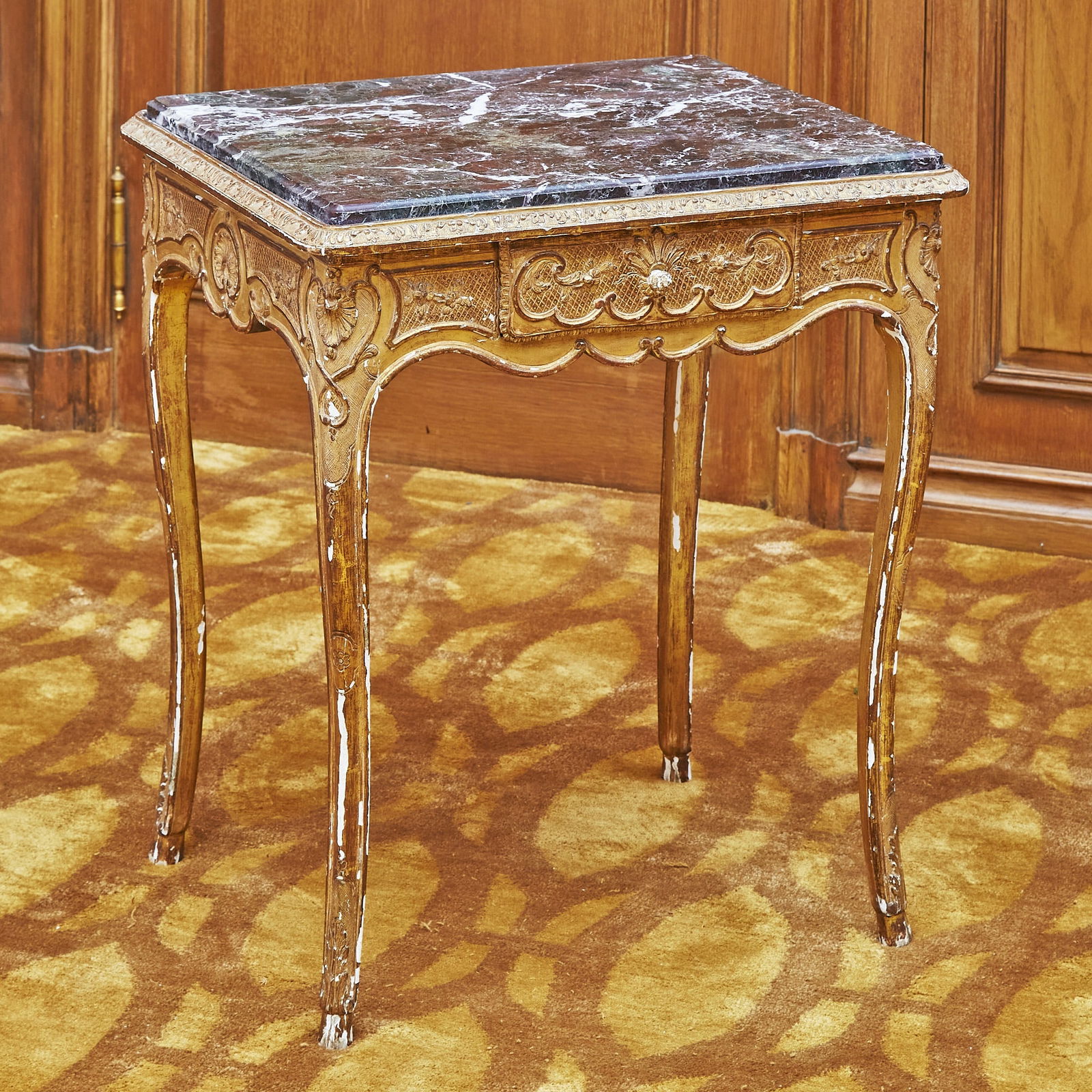 Regence Style Giltwood Marble Inset Side Table (1 of 5)