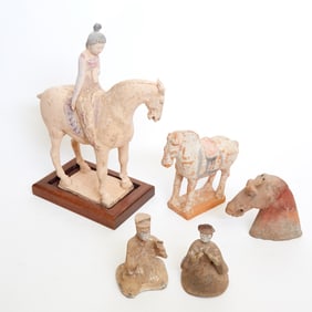 Three Chinese Pottery Equine Figures